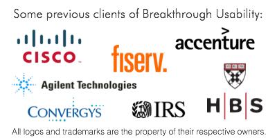 Some previous clients of Breakthrough Usability